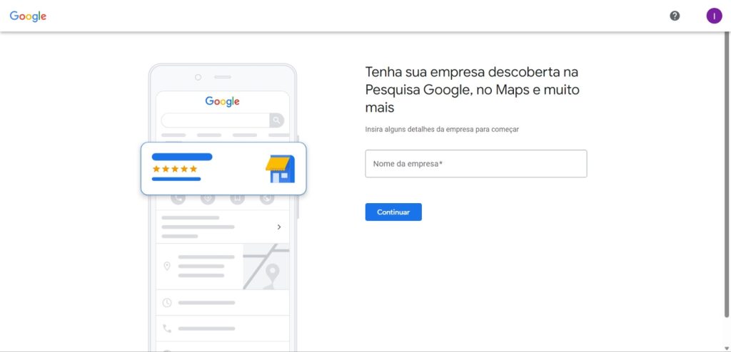 Passo a passo para criar sua conta no Google Meu Negócio - passo 1