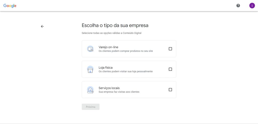 Passo a passo para criar sua conta no Google Meu Negócio - passo 2