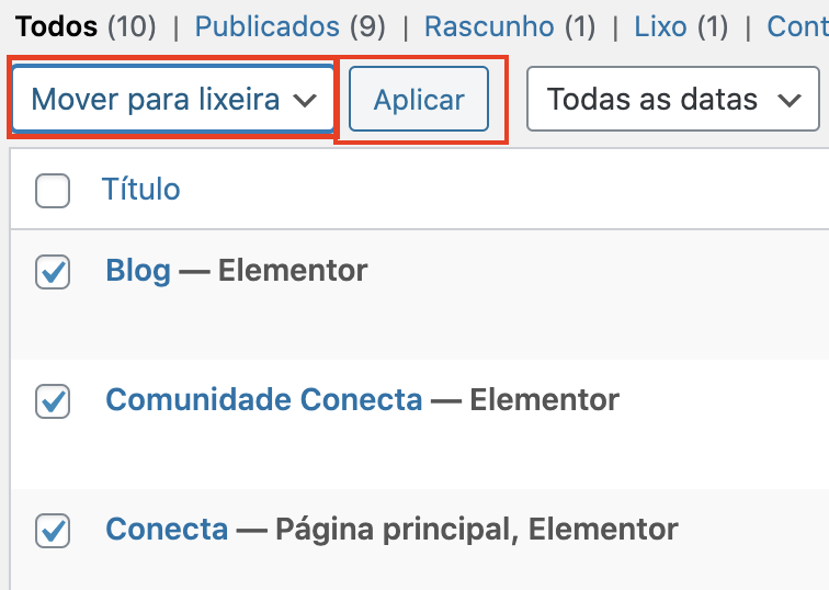 gerenciar as páginas do seu site