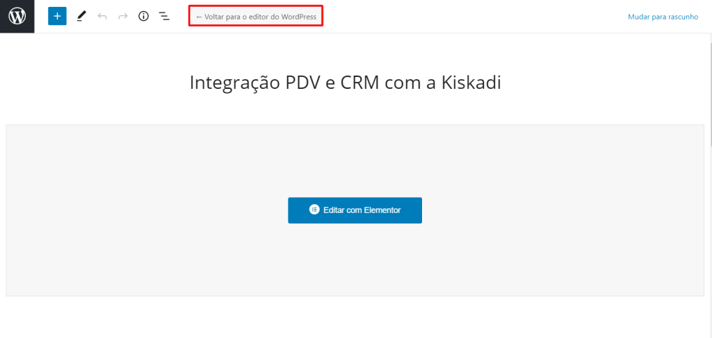 como voltar do elementor para o wordpress