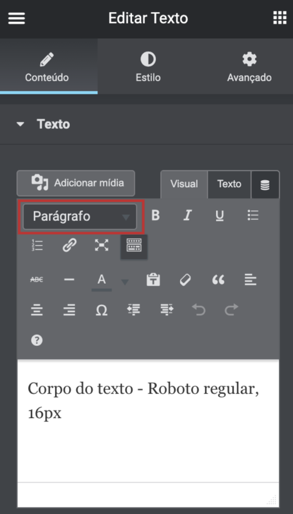 verificando se elemento de texto está com tag HTML correta