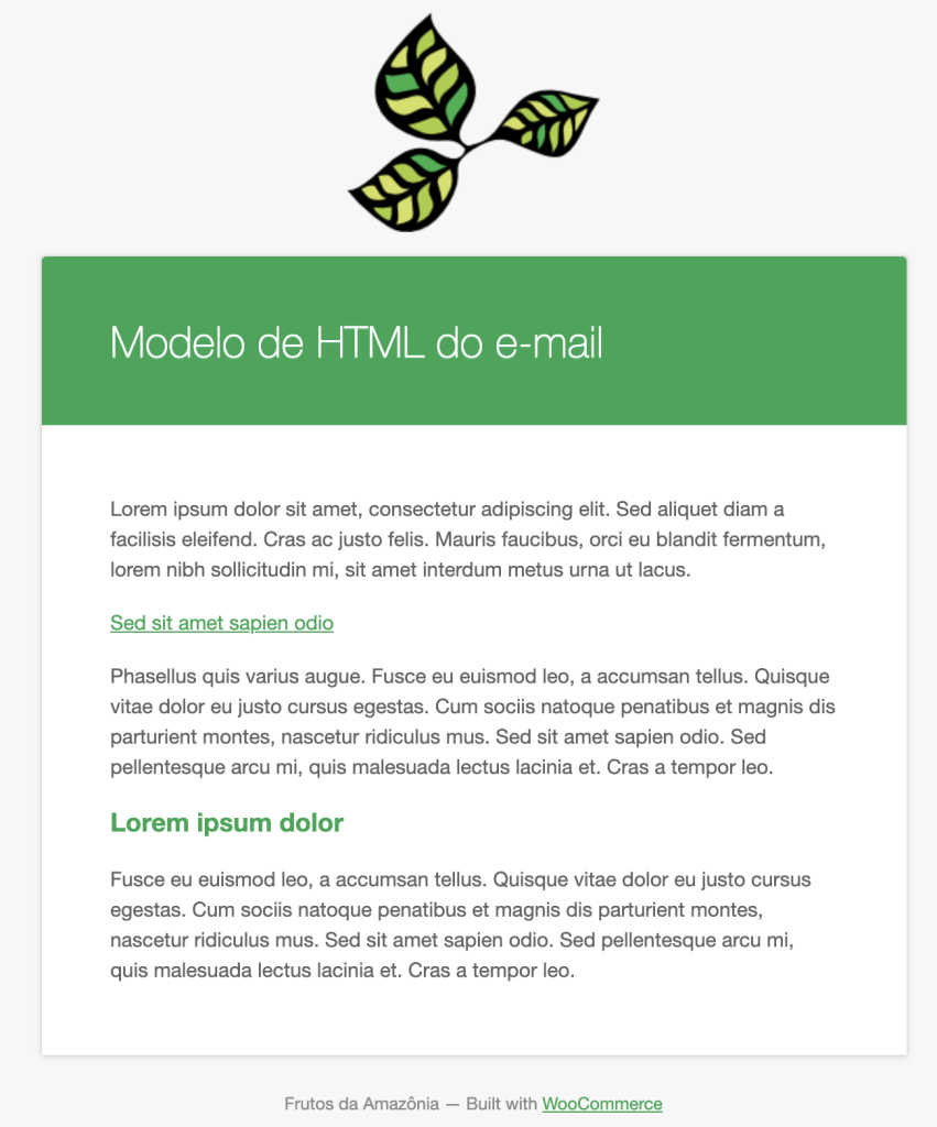 modelo de e-mail automático