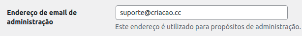 Caixa de texto para ser digitado o e-mail de administração