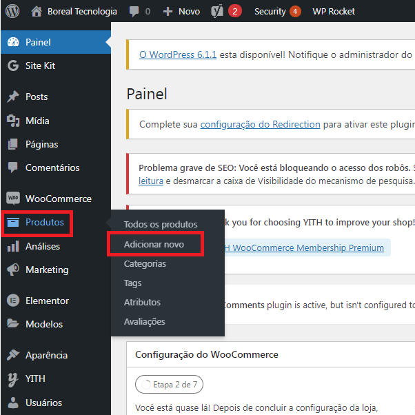 adicionando novo produto no WooCommerce