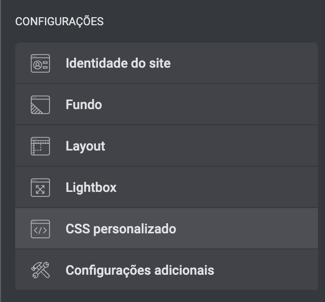 configuração de css personalizado com elementor