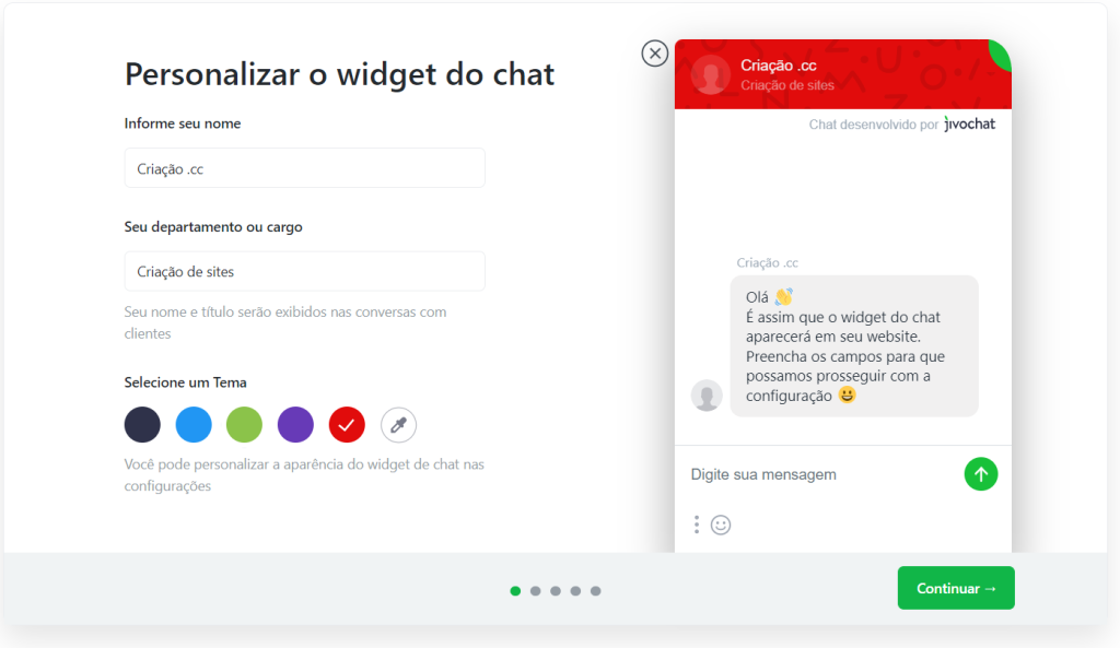 configurações do jivochat