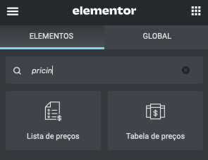 tabela de planos elementor