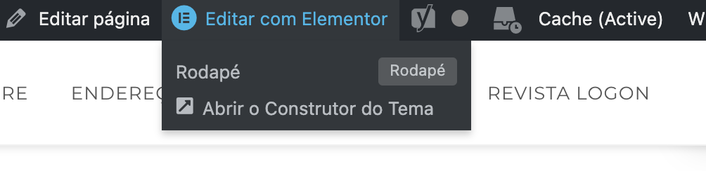 print de como editar com elementor dentro da página