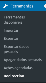 Opção Redirection na seção ferramentas.