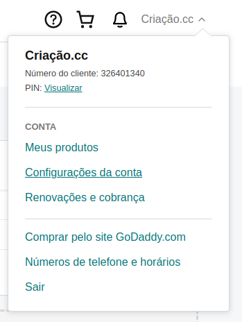 acesso a conta na GoDaddy