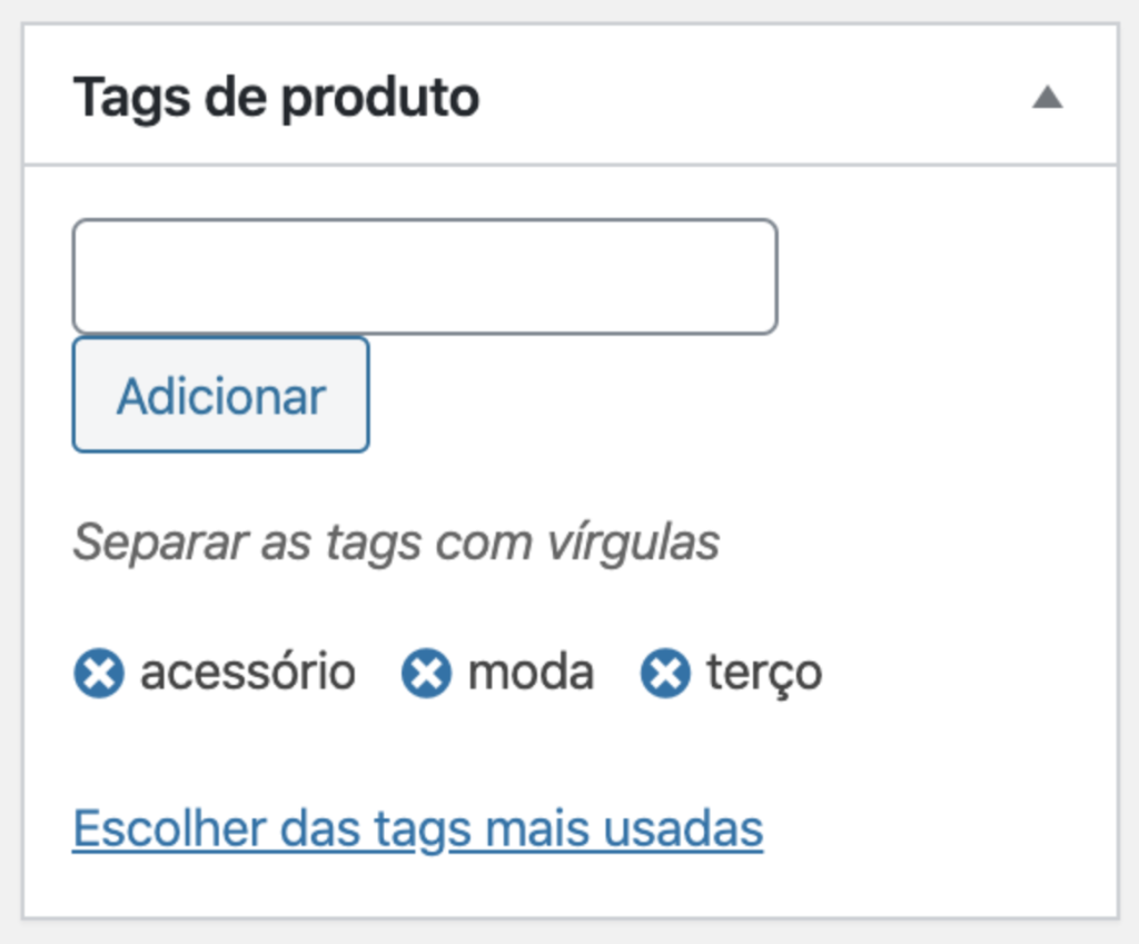 tags de produto