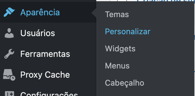 painel wordpress aparência personalizar
