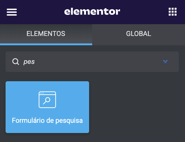 formulário de pesquisa elementor