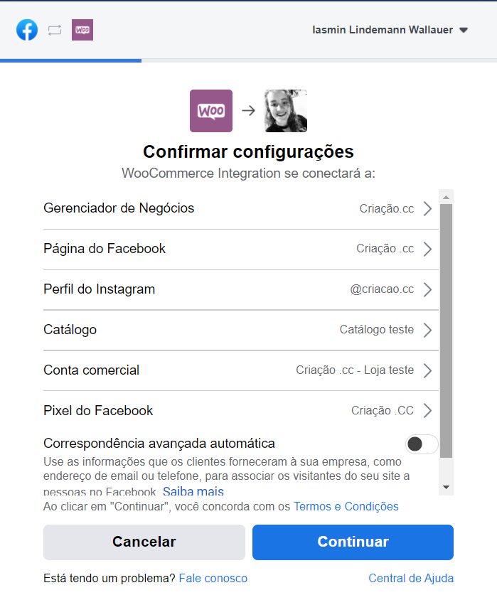 configurações finais da lojinha