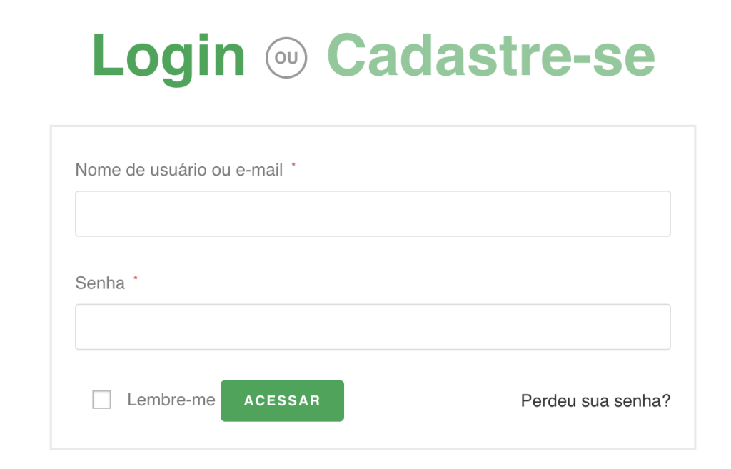 opção de login "Original" woocommerce