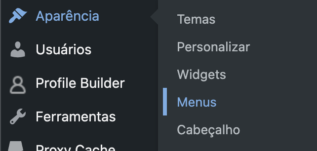 aparência, menus personalizar