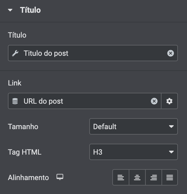 configurando tags dinâmicas para elementor custom skins