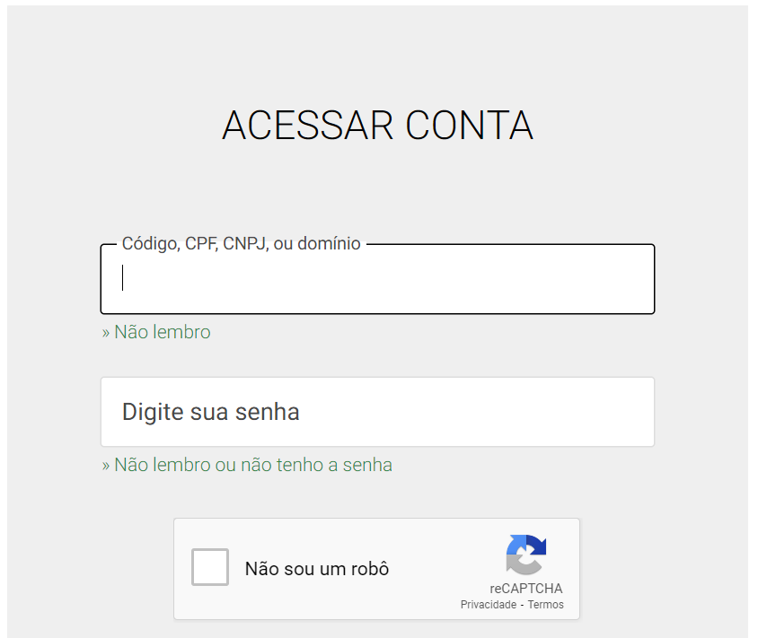 área de login