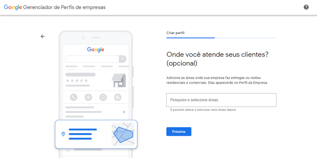 áreas de atendimento do Google Meu Negócio