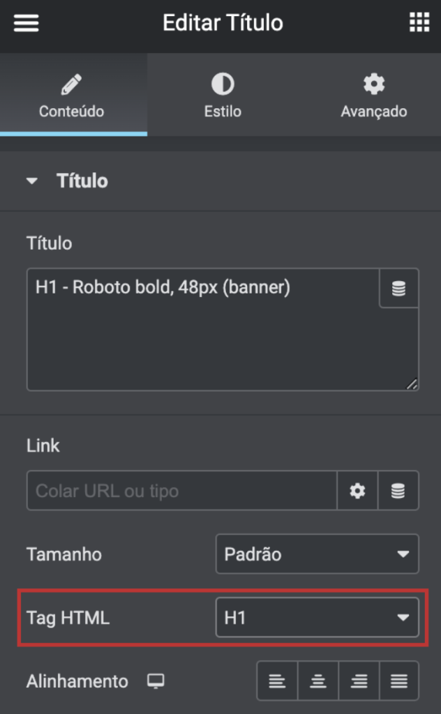 verificando se elemento de título está com tag HTML correta