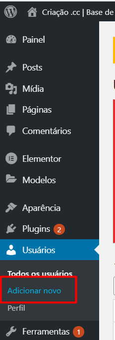 adicionar novo usuário