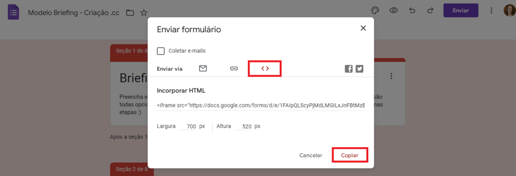 código formulário de pesquisa Google