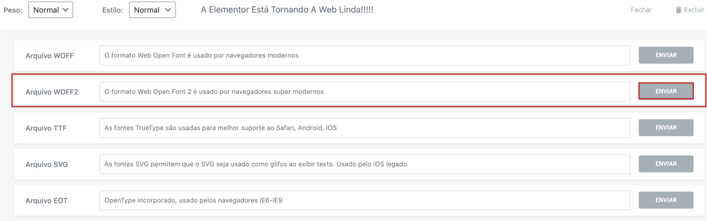 Print upload de fontes woff