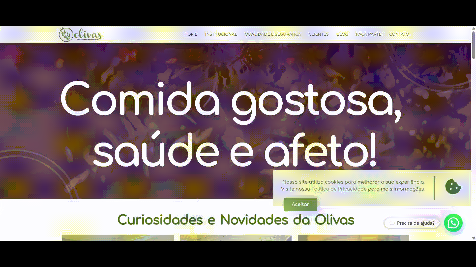 vídeo sobre o site Olivas Restaurantes Empresariais